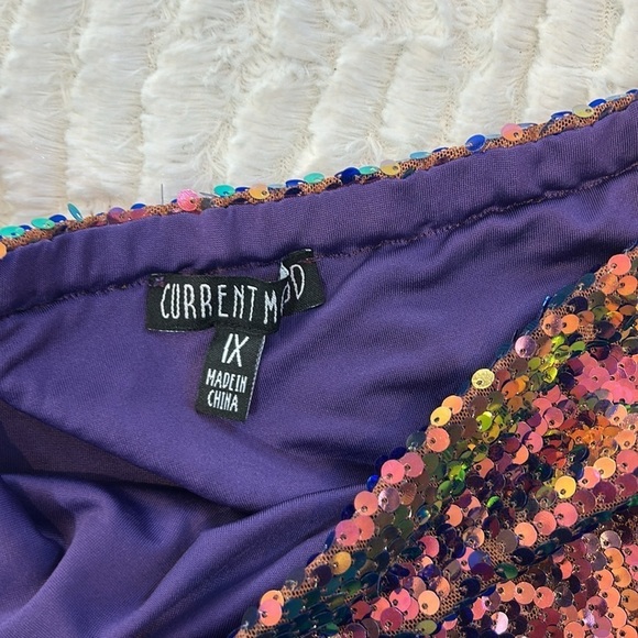 Current mood sequin rainbow ombre, mini skirt plus size 1X new w/o tag - Picture 3 of 4